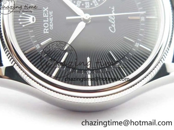 0510 Cellini 50519 Real Date SS BP Maker Best Edition Black Dial Sticks Markers on Black Leather Strap SA Affordable 3087